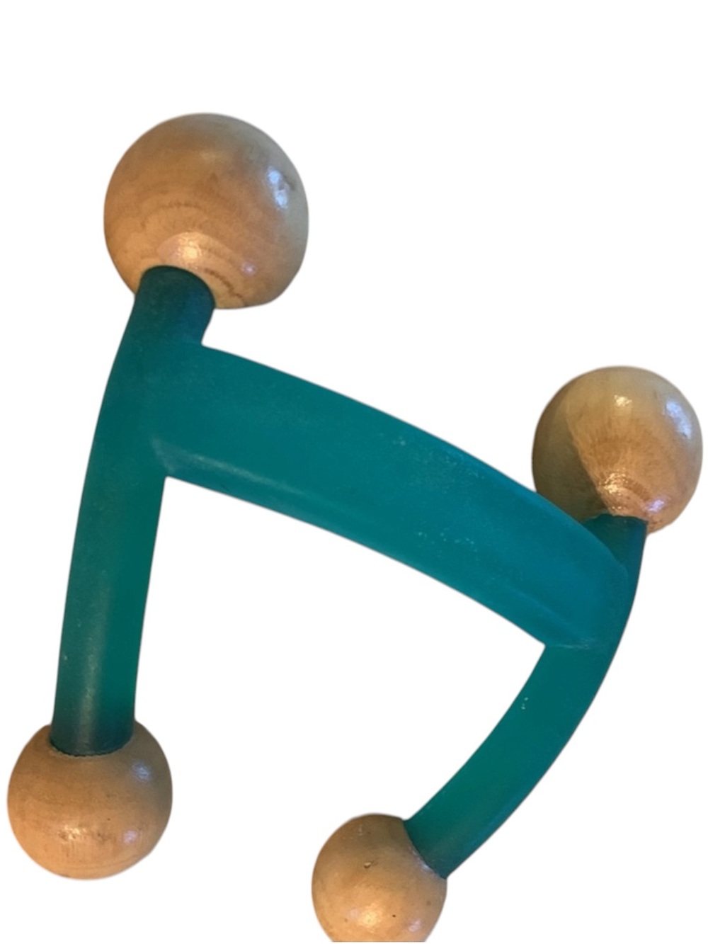 4 point Teal and Wood Handheld Massager